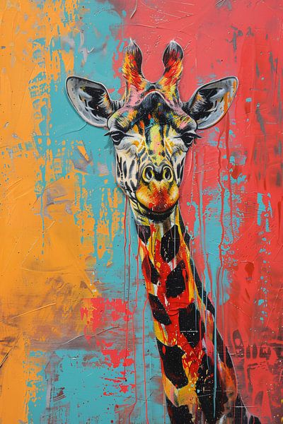 Colourful painting of a giraffe by Art & Soul Creations
