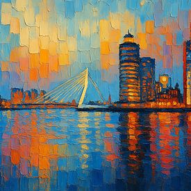 Skyline von Rotterdam in Impasto von Hille Bouma