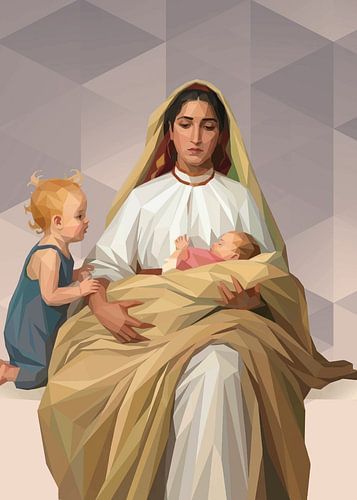 Eine Mutter mit Kindern auf der Veranda im Süden