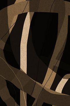Modern abstract minimalistisch retro kunstwerk in bruin, beige, zwart III van Dina Dankers