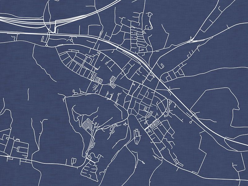 Map of Valkenburg in Royal Blue by De Kaartenwinkel