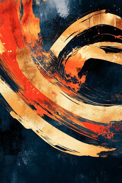 Dynamic colour composition in black, red and gold by Poster Art Shop