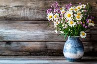Flowers in vase on wood by Imperial Art House thumbnail