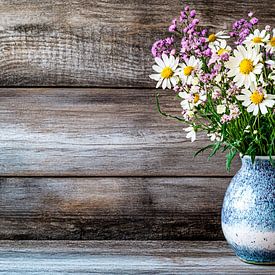 Flowers in vase on wood by Imperial Art House