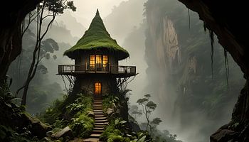 une maison de roche dans les Andes