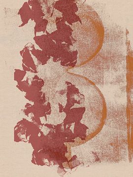 Abstracte organische vormen in terracotta en wit. van Abstract Minimalist Art