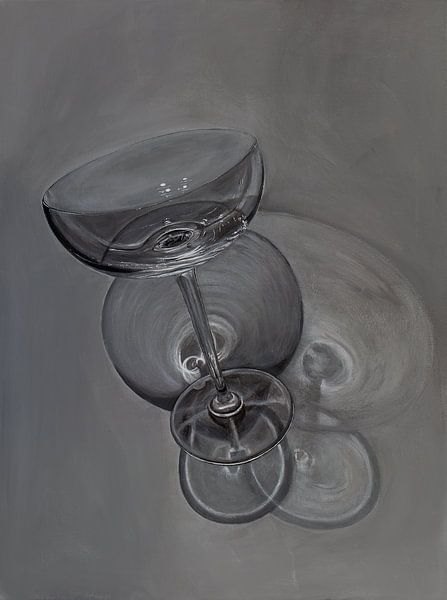 Shadow Dancing - minimalist painted still life in black and white by QEIMOY