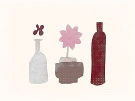 Stilleben mit Blume und Flasche