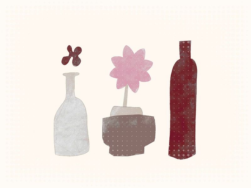Stilleben mit Blume und Flasche von Joost Hogervorst