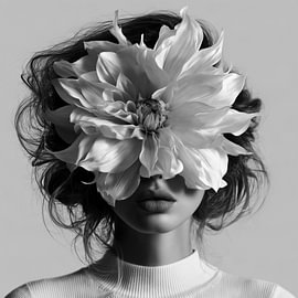 Jeune femme avec un dahlia sur StudioMaria.nl