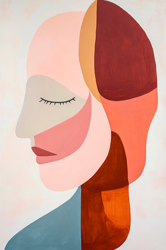 Abstract portret in zachte kleuren