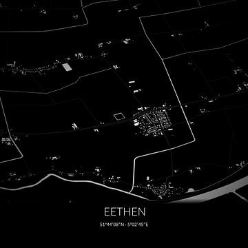 Black-and-white map of Eethen, North Brabant. by Rezona
