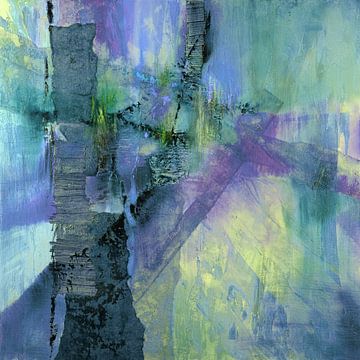 The Tower - abstract forms in purple, gold and green