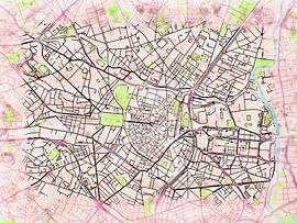 Map of Montpellier centrum with the style 'Soothing Spring' by Maporia