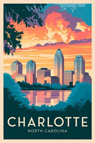 Charlotte, North Carolina Vintage Reisposter