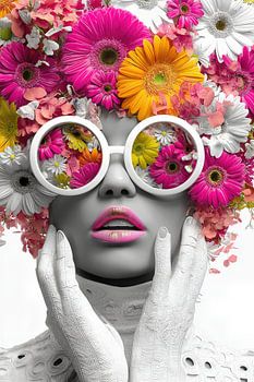 Flowerpower generatie vrouw met bloemen