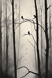 Fairy tale Bird Forest Painting by ComfortQ