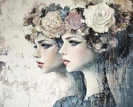 Portrait Flower Wreath by ARTEO Paintings