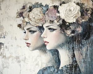 Couronne de fleurs en forme de portrait