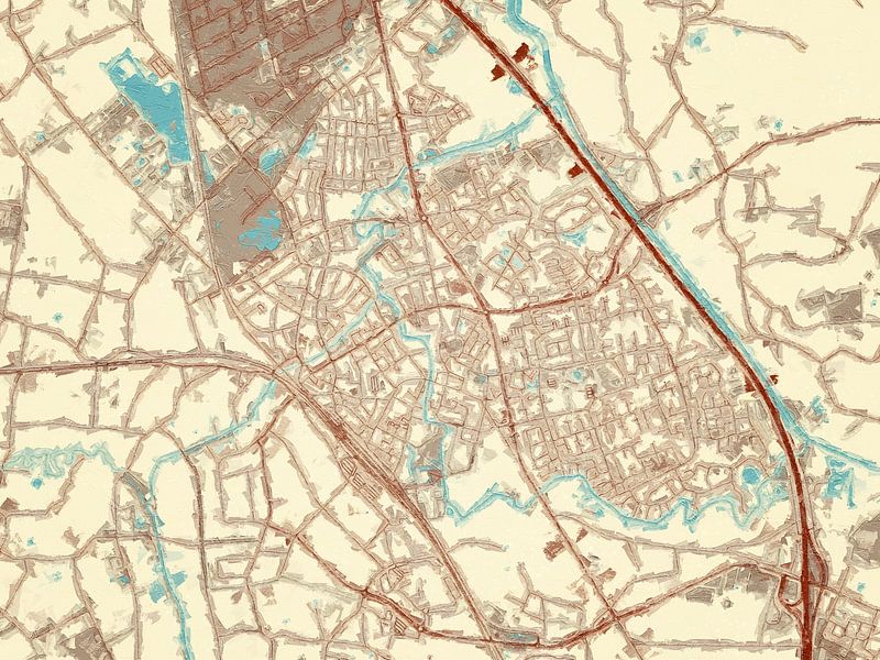 Map of Boxtel in the style Blue &amp; Cream by De Kaartenwinkel