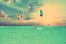 Kite surfing on the Caribbean Sea by Eye on You