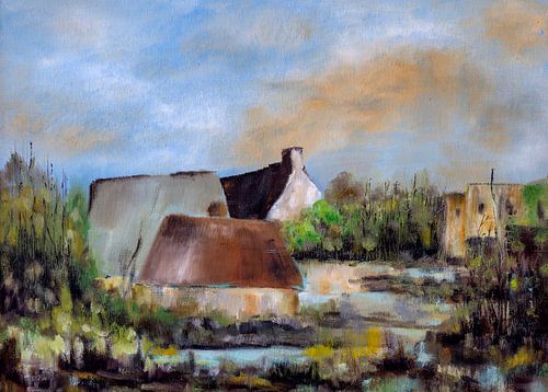 Landschaft mit Häusern von Rien Buiter