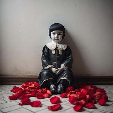 Pierrot mit Rosenblättern von Gert-Jan Siesling