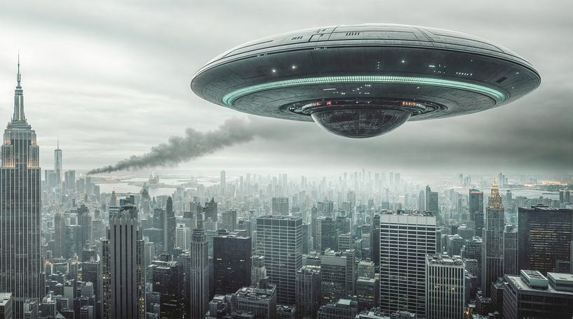 Silent arrival over the city by Klaus Tesching - Art-AI
