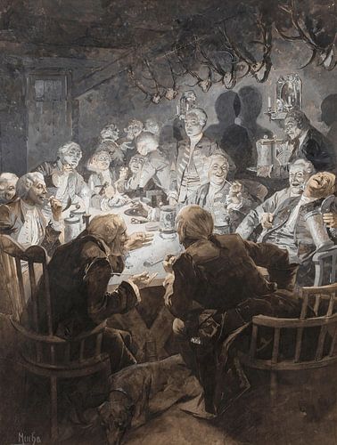 Guillaume 1er dans son collège de Tabac door Alphonse Mucha