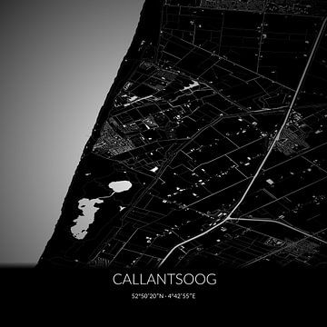 Schwarz-weiße Karte von Callantsoog, Nordholland. von Rezona