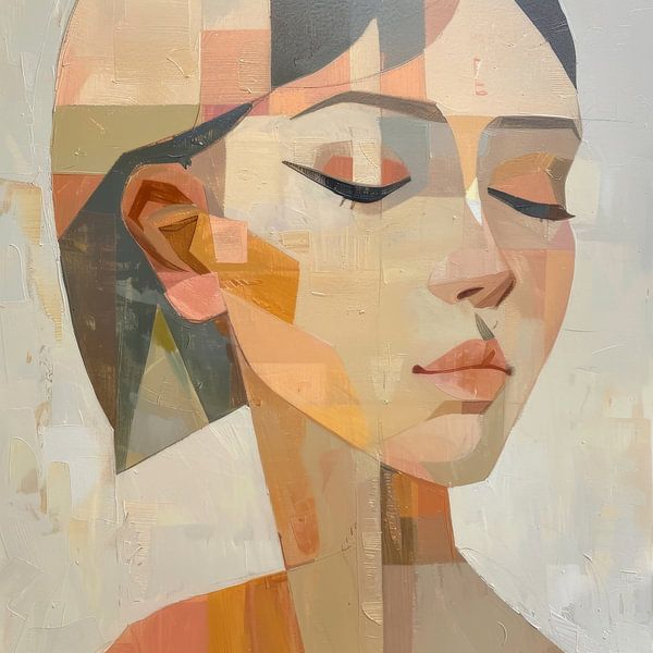 Woman in geometric shapes by Poster Art Shop