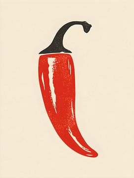 Rote Chilischote in reduzierter Grafik