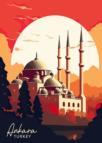 Ankara Turkije Hoofdstad Moskee in Warm Licht