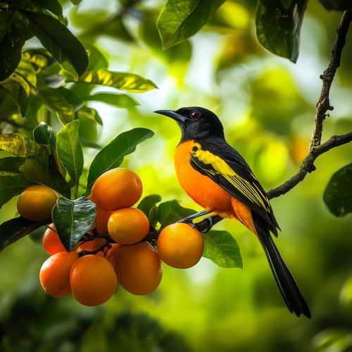 Mooie vogel op fruitboom