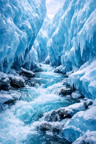 Turquoise Stream Through the Ice Cathedral