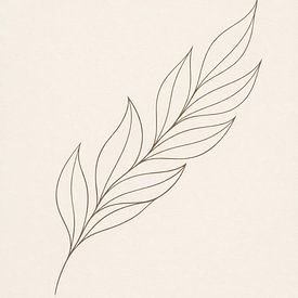 Modernes Beige Japandi Botanischer Druck Nr. 03 von Avinigav