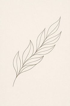 Modern Beige Japandi Botanical Print No. 03