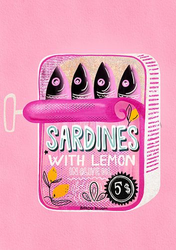 Sardines en boîte de conserve rose