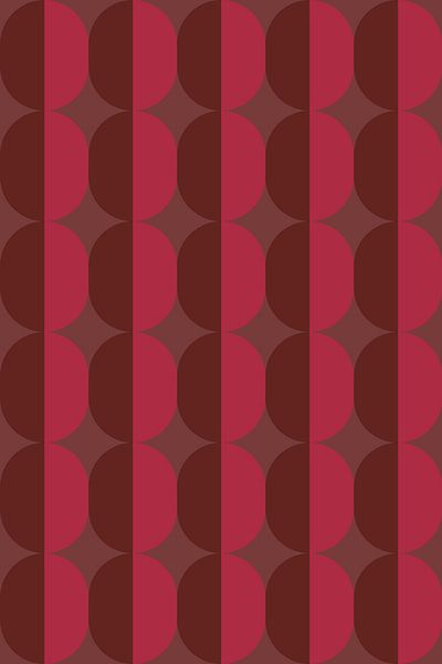 Retro kunst uit de jaren 70. Abstracte geometrische vormen in roze en chocoladebruin. van Dina Dankers