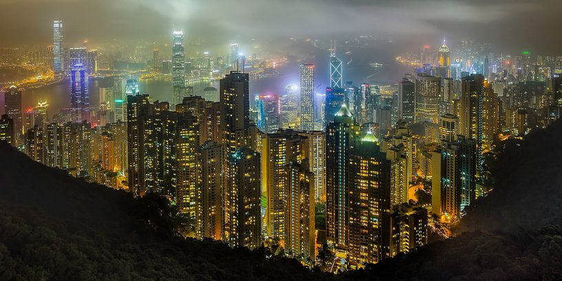Hong Kong in de nacht van Roy Poots