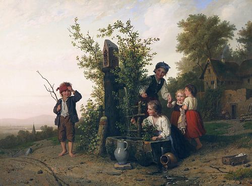 Het spel van de blinde, JOHANN GEORG MEYER VON BREMEN, 1868