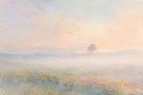 un arbre isolé dans le brouillard