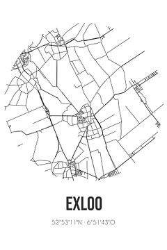 Exloo (Drenthe) | Landkaart | Zwart-wit van Rezona