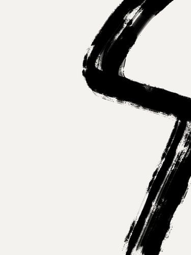 Modernes Kunstwerk mit großen Pinselstrichen in Schwarz