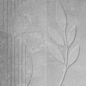 Industrielles graues botanisches Relief - Abstraktes Blatt in Betonoptik von STUDIO ARTSY
