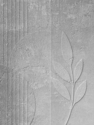 Industrielles graues botanisches Relief - Abstraktes Blatt in Betonoptik