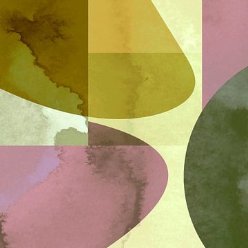 Organische vintage geometrie groen van Mad Dog Art