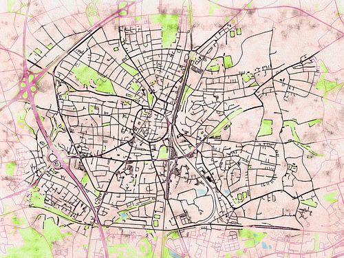 Karte von Recklinghausen im stil 'Soothing Spring'