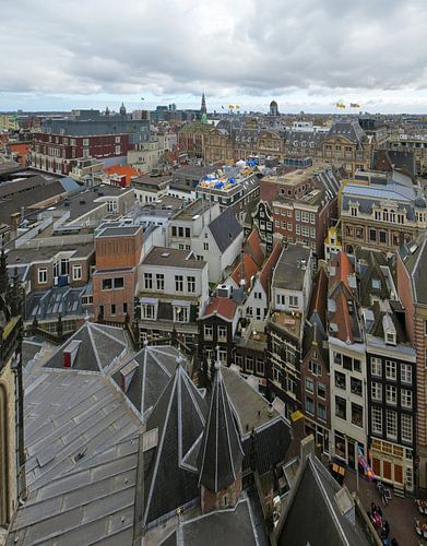 Hartje stad Amsterdam vanaf het dak Nieuwe kerk