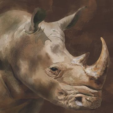 Afrikaanse neushoorn, klassiek portret van Wilfried van Dokkumburg